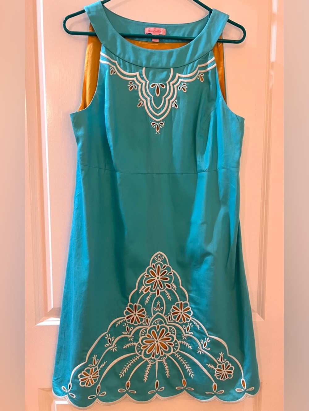 Lilly Pulitzer Teal Sleeveless Embroidered Mini Dress